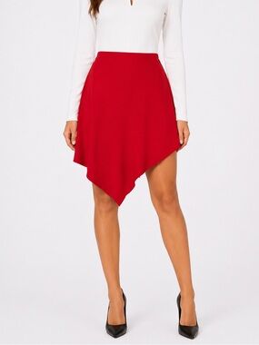 Express Red Asymmetrical Handkerchief Hem Skirt Size 4